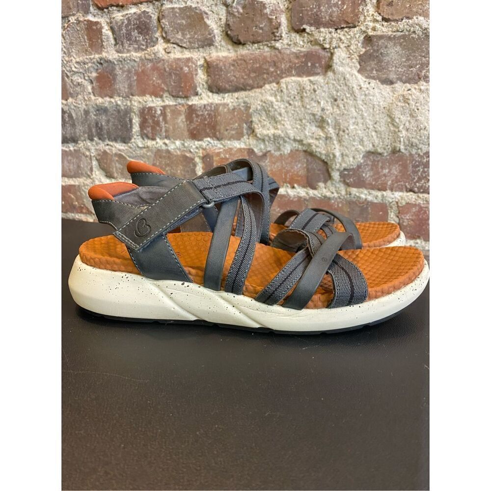 BARETRAPS • Gracee Gray/Conac Orange/White Foam Sole Strappy Hook/Loop Closure O